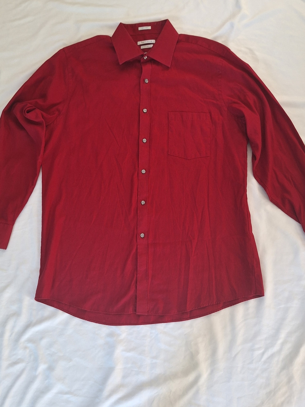 Van Heusen Collar Dress Shirt Mens 16 32/33 Regular Fit Burgundy Red WrinkleFree
